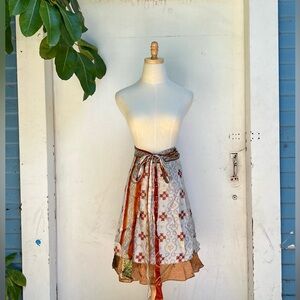 Vintage Bohemian ‘Darn Good Yarn’ Indian Silk Wrap Skirt
